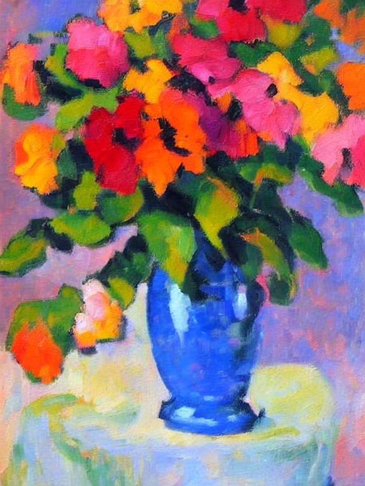 Impatiens Floral Abstract Block Colour Flower