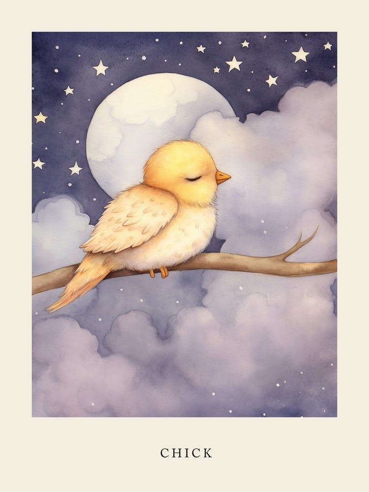 Sleeping Baby Chick 1 Nursery Poster