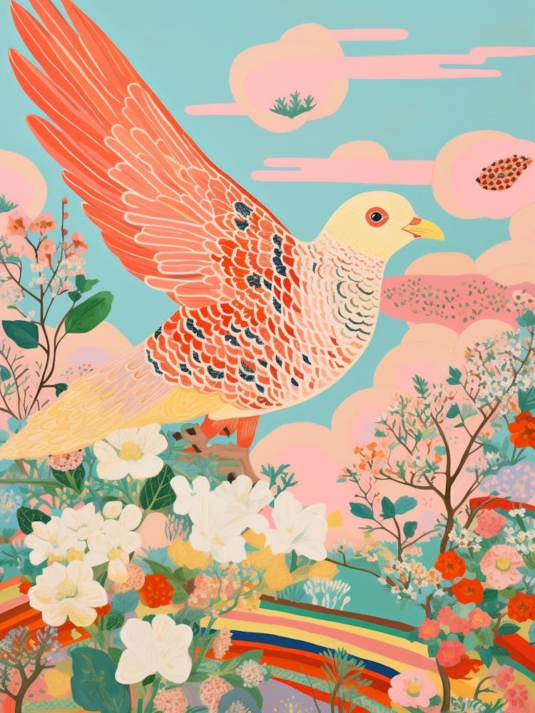 Maximalist Bird Painting Cuckoo