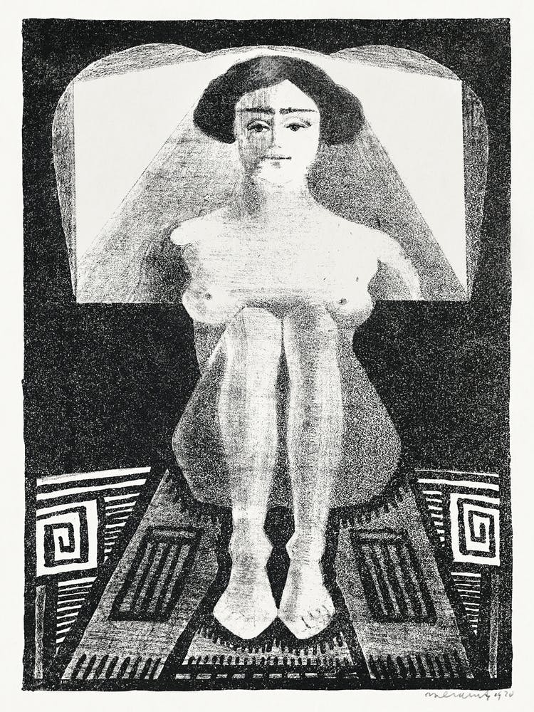 Front View Of Nude Figure In Geometric Setting (1920), Samuel Jessurun