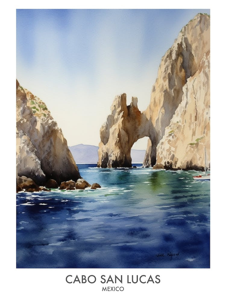 Cabo San Lucas 3 Watercolour Travel Poster