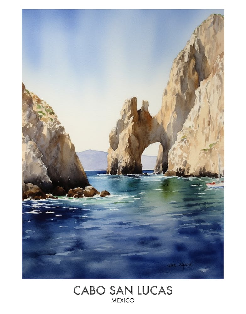 Cabo San Lucas 3 Watercolour Travel Poster