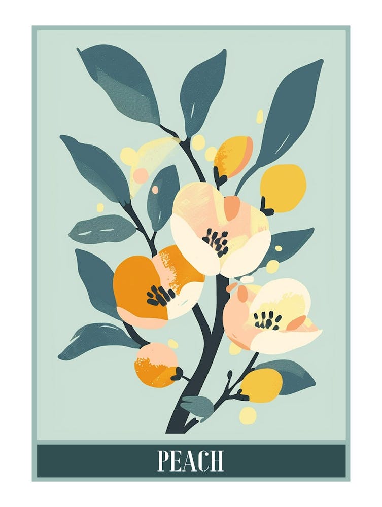 Peach Tree Flat Illustration 5 Poster