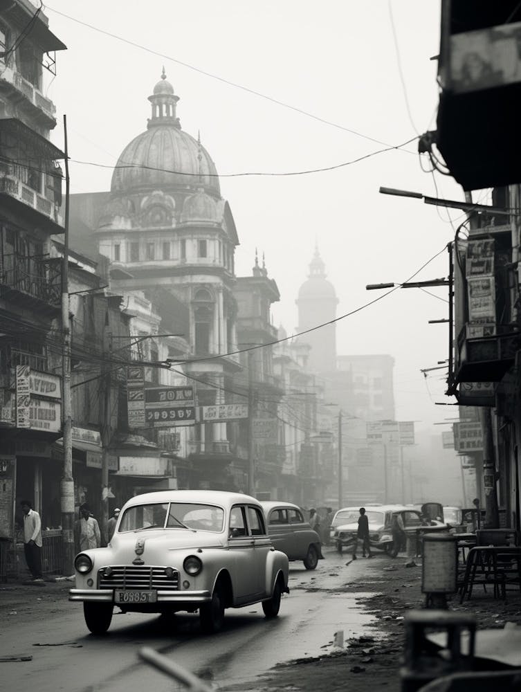 Kolkata, India, Black And White Old Photo 2