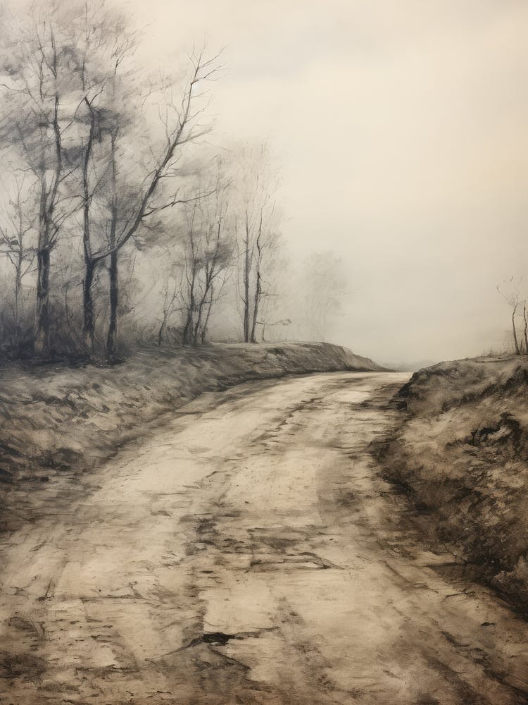 Vintage Country Lane Drawing