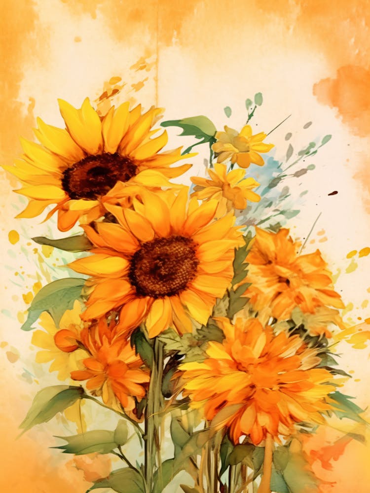 Sunflowers Watercolor Painting