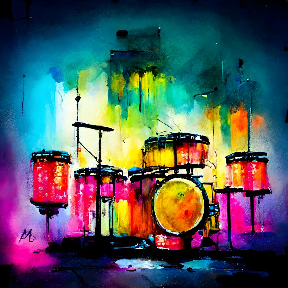 Colorful Drum Set Art Vibrant Watercolor Music Painting For Musicians