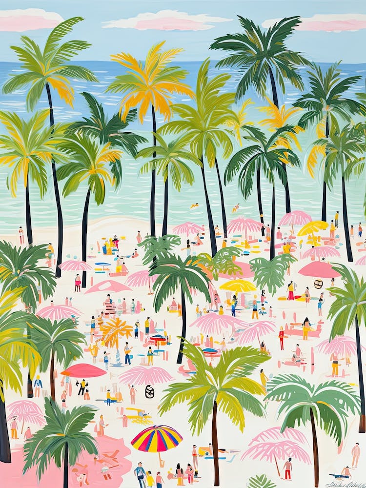 Waikiki Beach, Honolulu, Hawaii, Matisse und Rousseau Stil 4