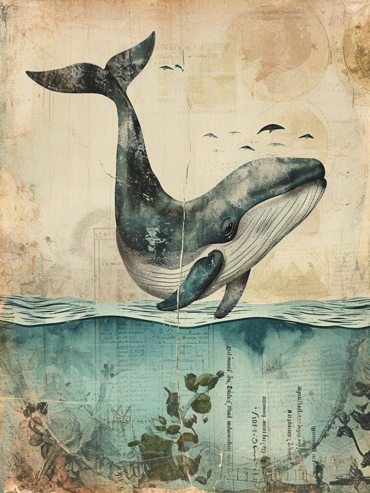 Kitsch Retro Whale Collage 4