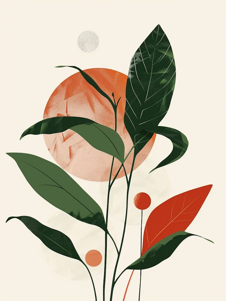 Chinese Evergreen Plant Minimalist Illustration 4