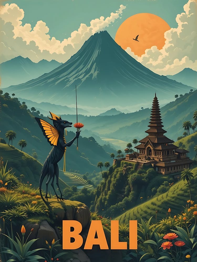 Bali Indonesia Vintage Travel Poster 8