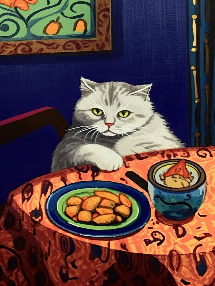 A White Cat And Pasta 3