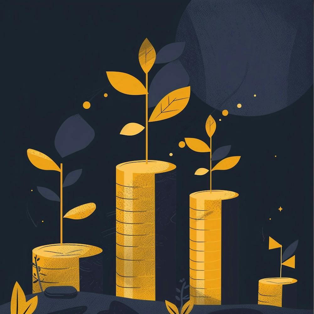 Gold Coins And Plants