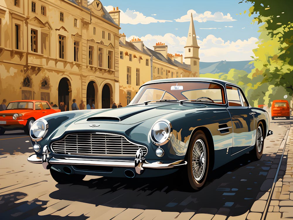 Rue Européenne Romantique Avec Voiture Classique
