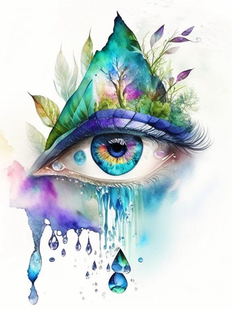 Nature And The Third Eye, Symbol, Third Eye Watercolour 2