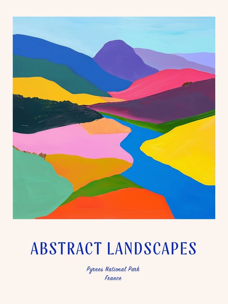 Colourful Abstract Pyrnes National Park France 3 Poster Blue