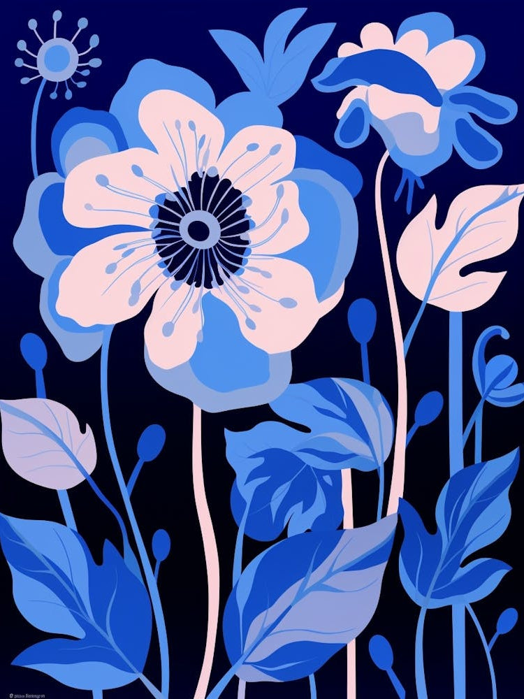 Blue Flower Illustration Hellebore 3