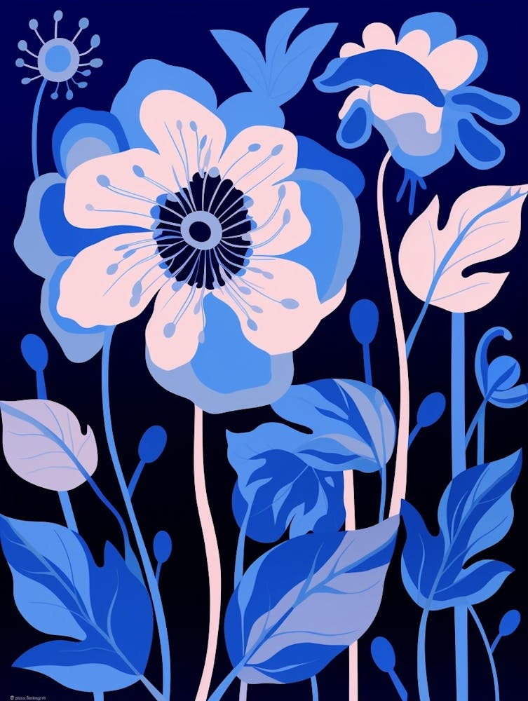 Blue Flower Illustration Hellebore 3