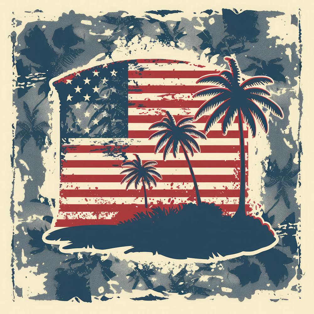 American Flag With Palm Trees 1