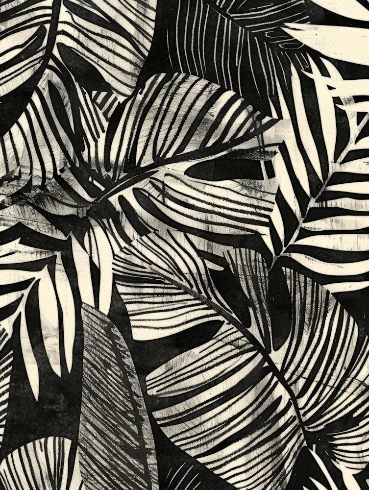 Palm Leaves In Black And White