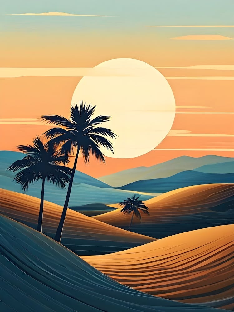 Desert Landscape With Palm Trees 8