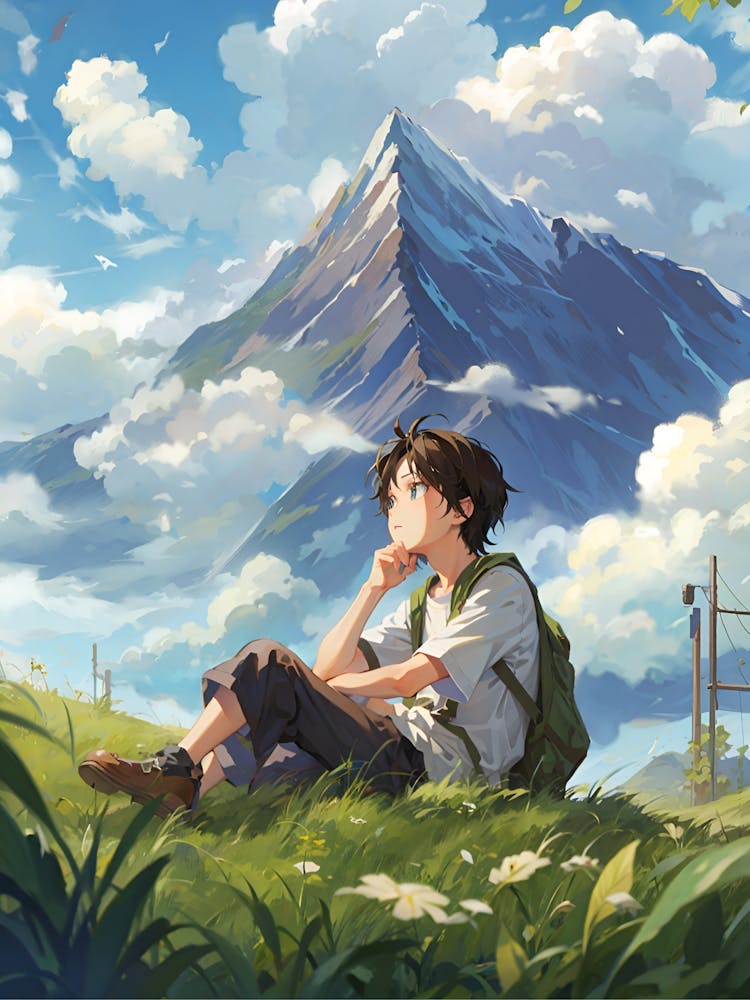 Boy Sitting In The Grass