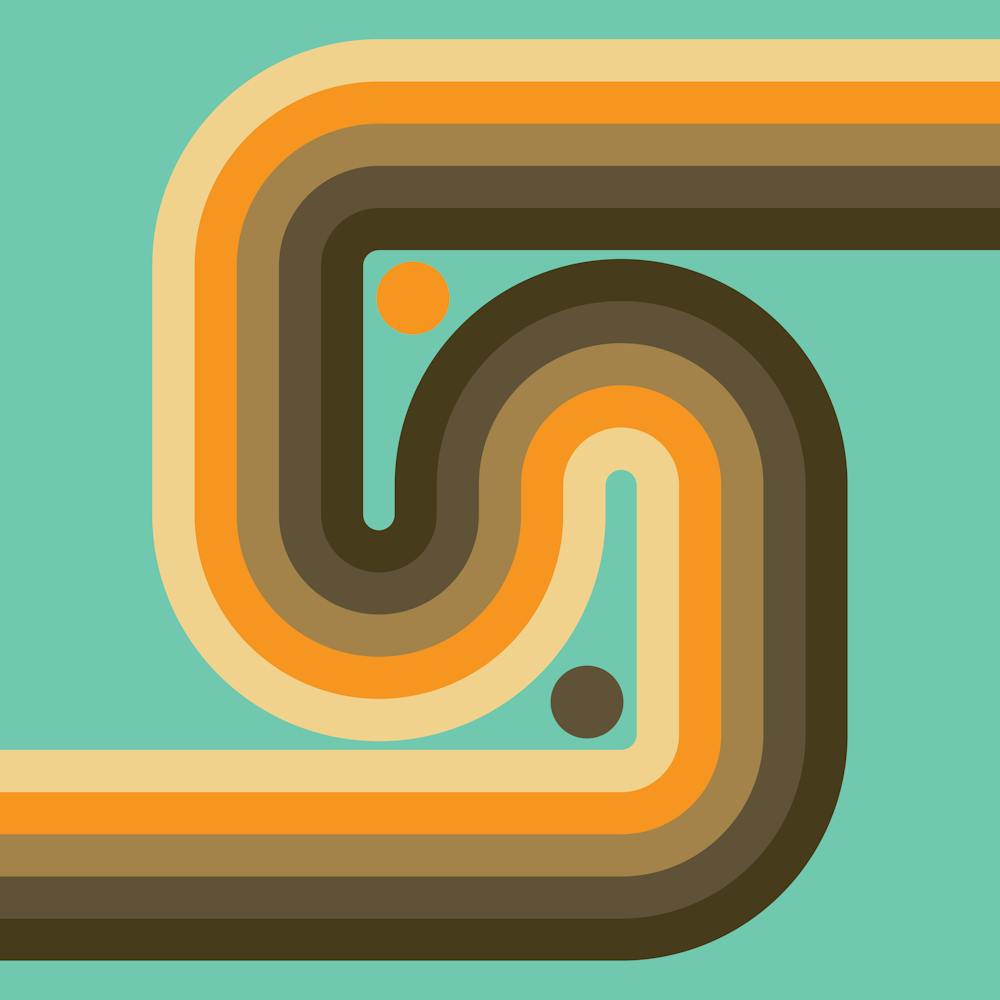 Geometric Rainbow Midcentury Modern Pattern Retro old countryside sage 3