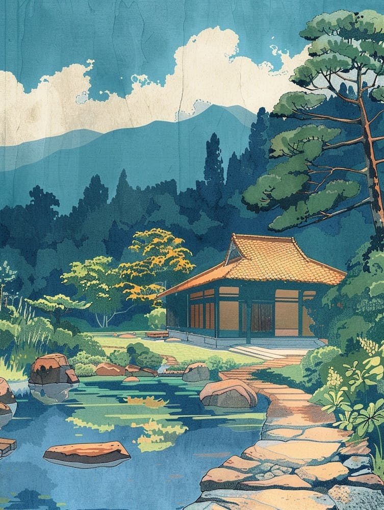 Beppu Japan 1 Retro Illustration