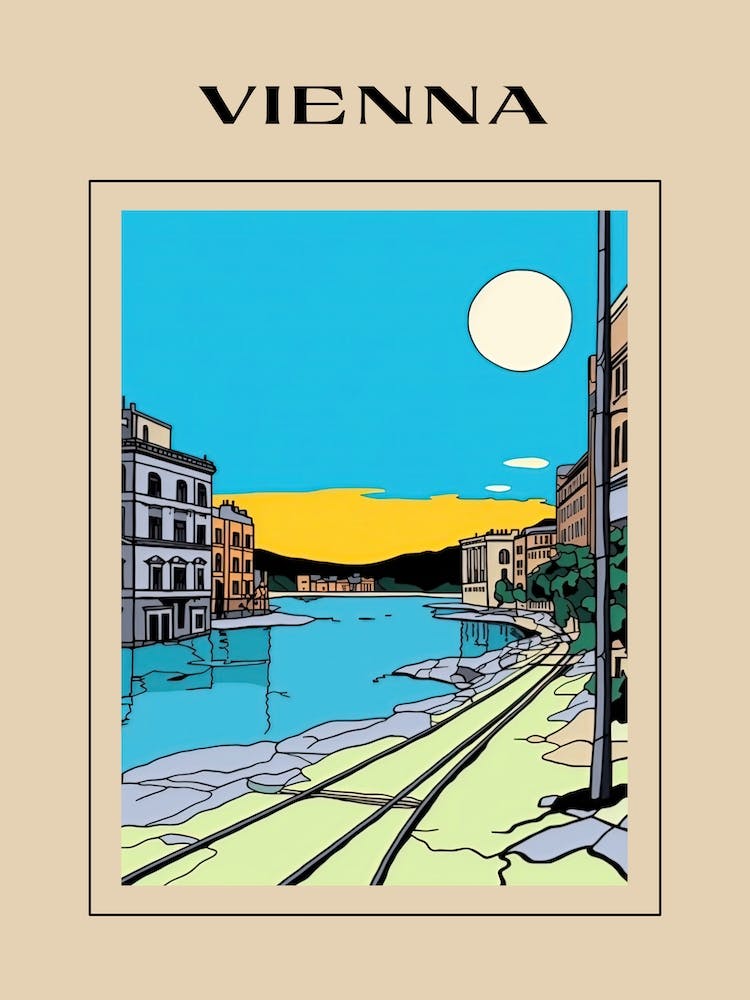 Minimal Design Style Of Vienna, Austria 3 Poster