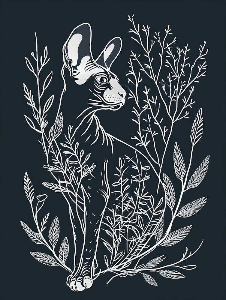 Sphynx Cat Minimalist Illustration 1