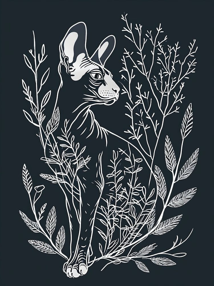 Sphynx Cat Minimalist Illustration 1