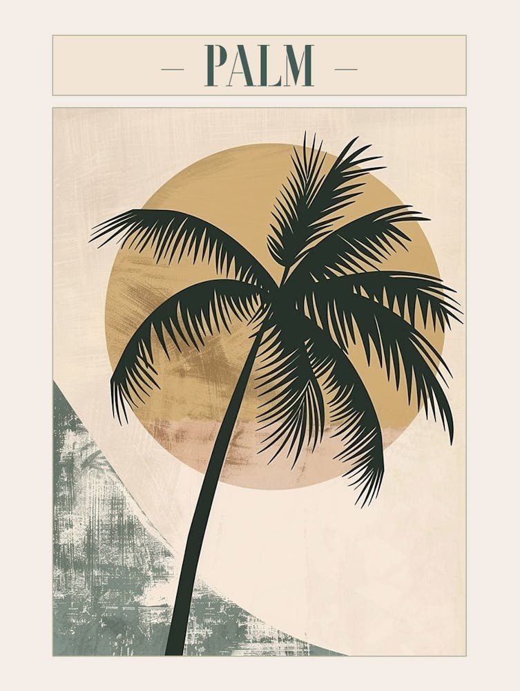 Palm Tree Minimal Japandi Illustration 2 Poster