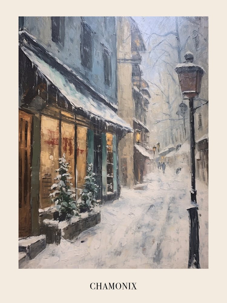 Vintage Wintergemälde Poster Chamonix France