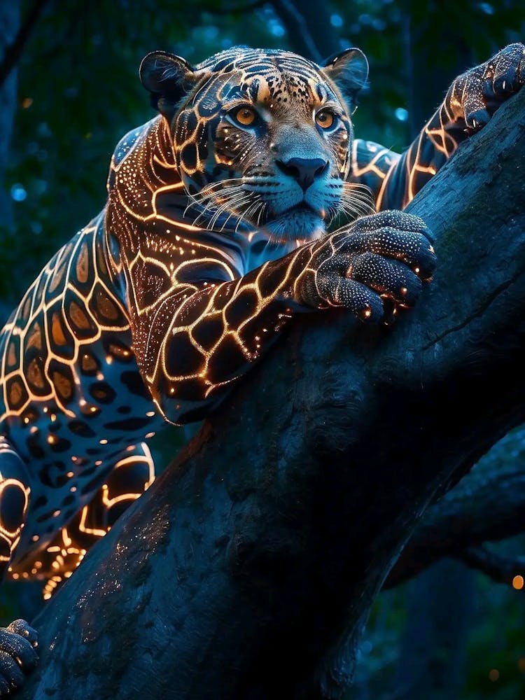 Leuchtender Neon-Jaguar