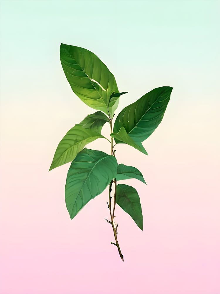 Leaf On A Pastel Background