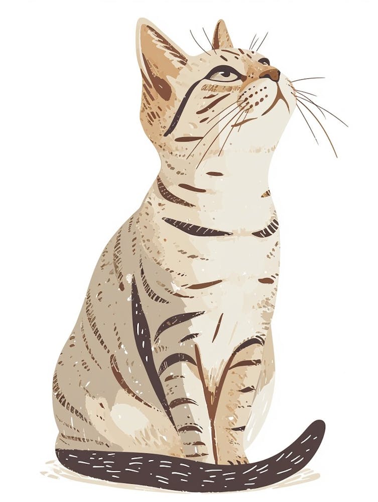 American Wirehair Cat Clipart Illustration 3
