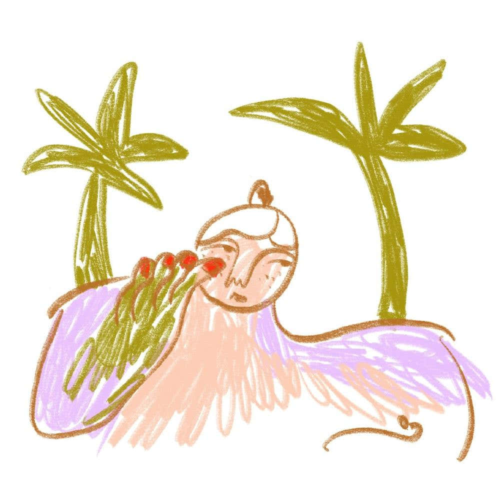 Girl With Palmtrees Square