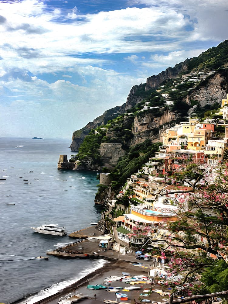 Amalfi Coast Cliff, Positano, Italy