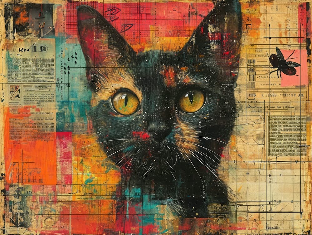 The Rebuff: Ornate Illusion in Contemporary Collage. Cat With Yellow Eyes