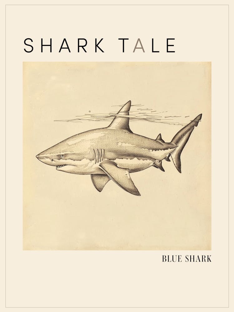 Bull Shark Vintage Illustration 2 Poster