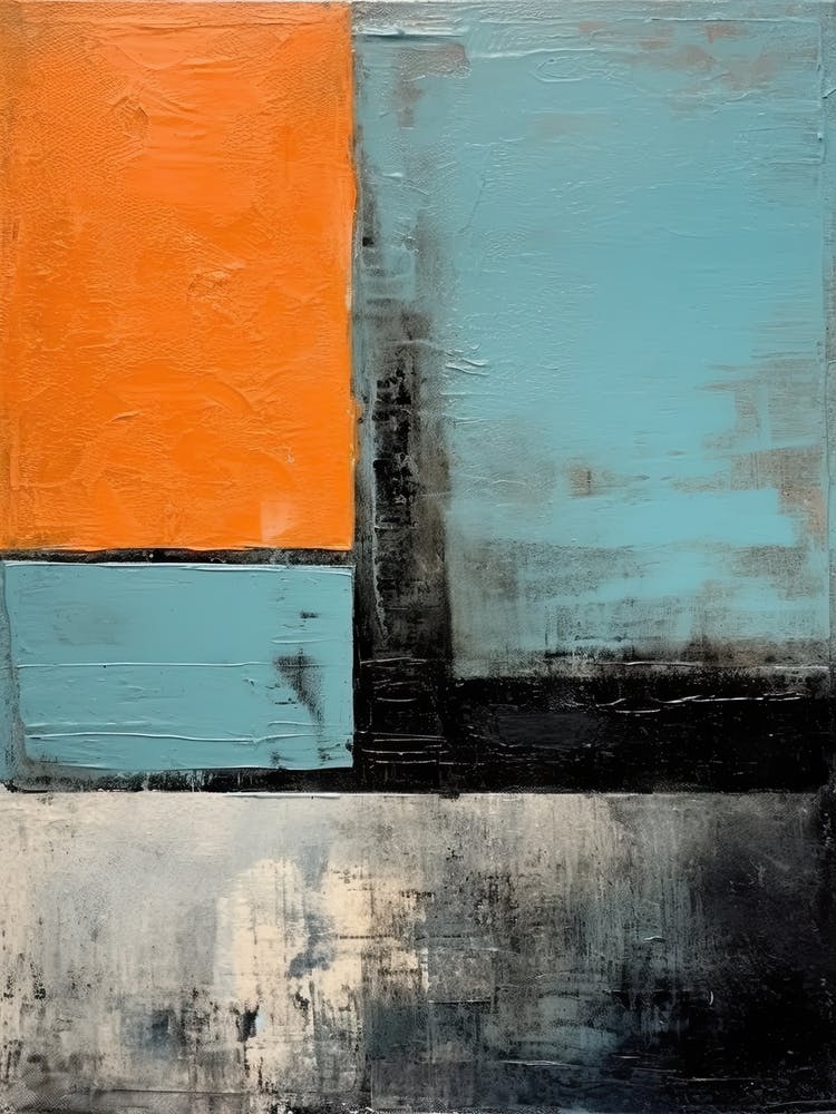 Orange And Teal Abstract Painting 2