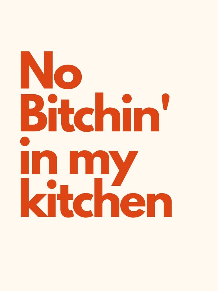 No Bitchin Kitchen Typography Cream Red