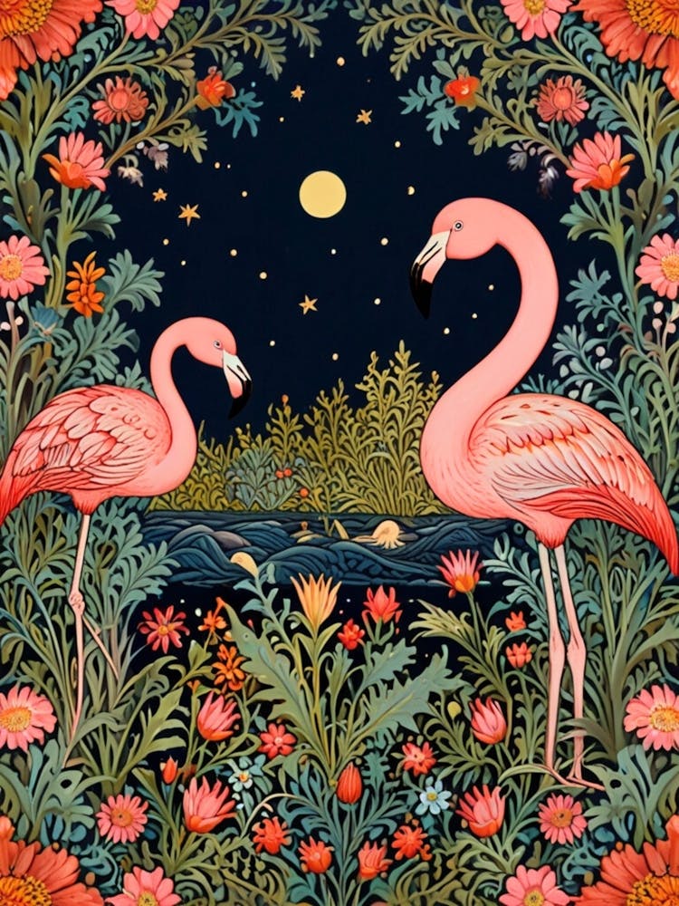 William Morris Pink Flamingos 3