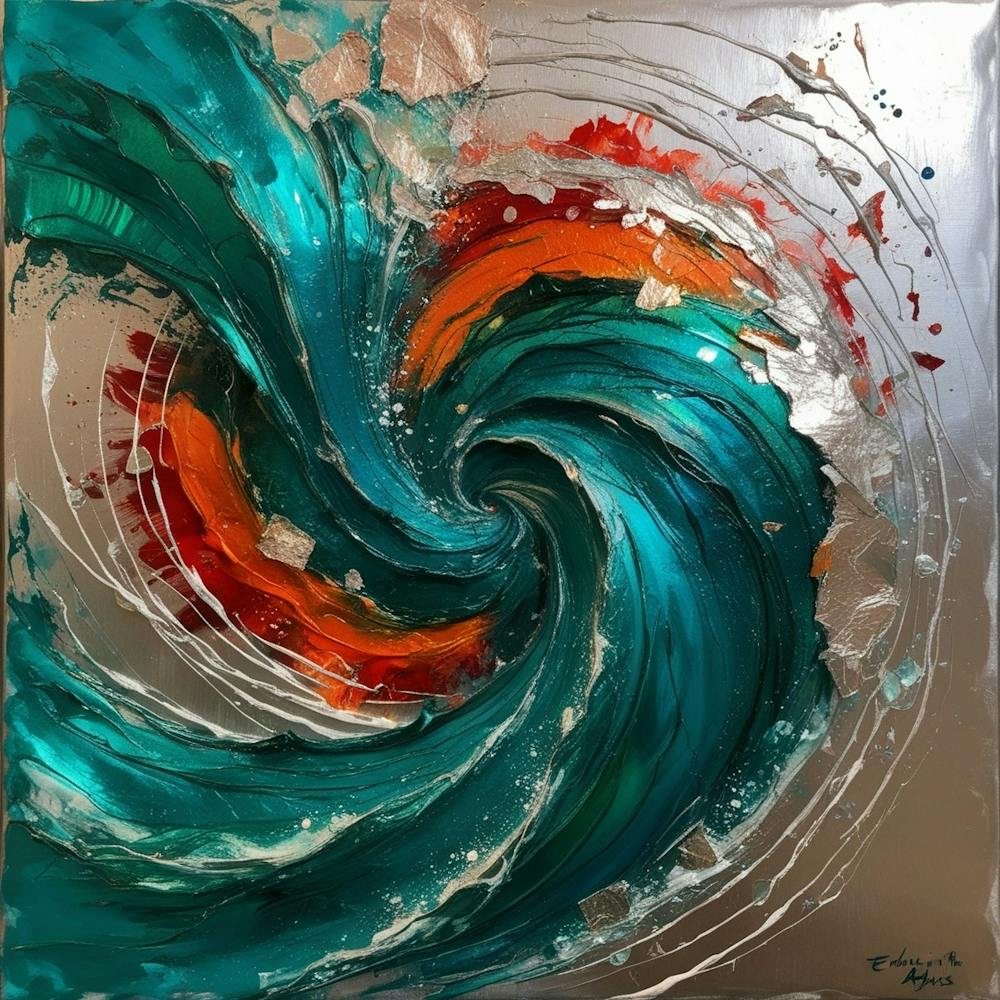Standard Ein abstraktes Kunstwerk hallt im Abgrund wider mit einer Mixe 1