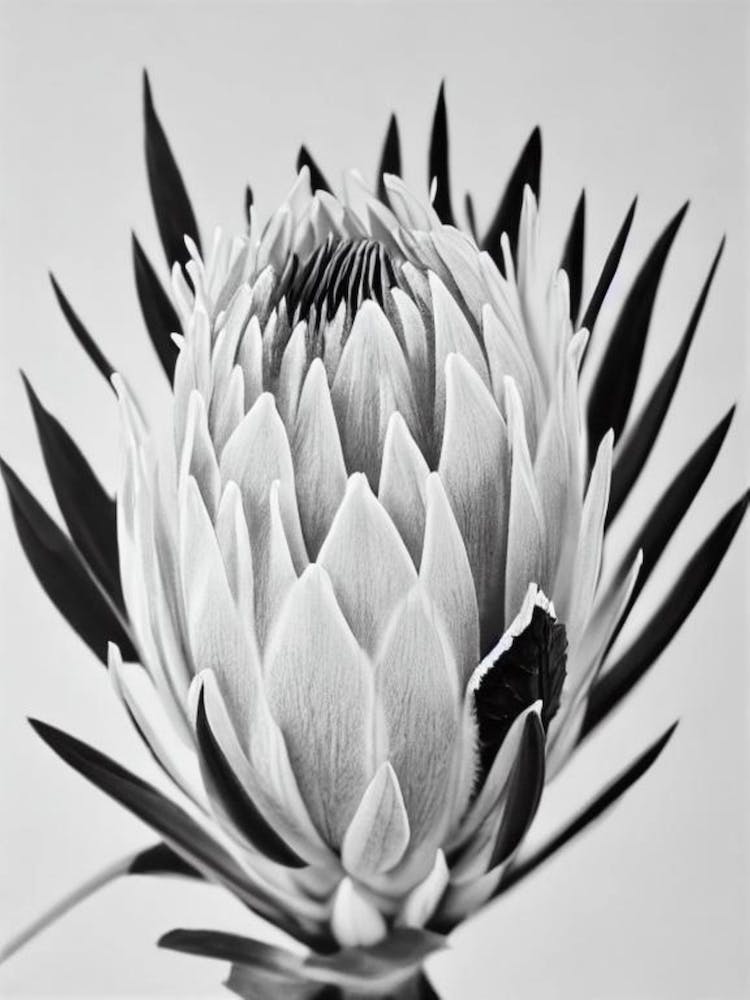 Proteas B&W Pencil 1 Flower
