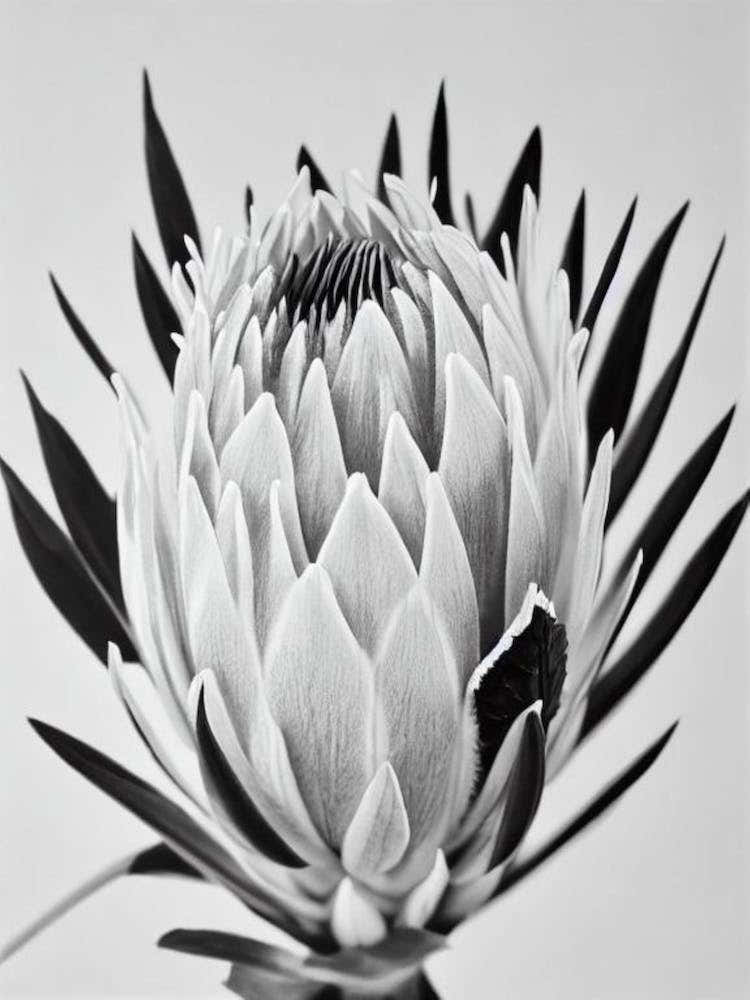 Proteas B&W Pencil 1 Flower
