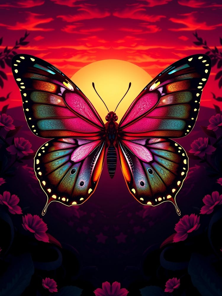 Butterfly At Sunset