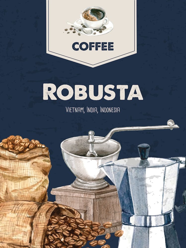 Coffee Robusta — coffee poster, kitchen art print