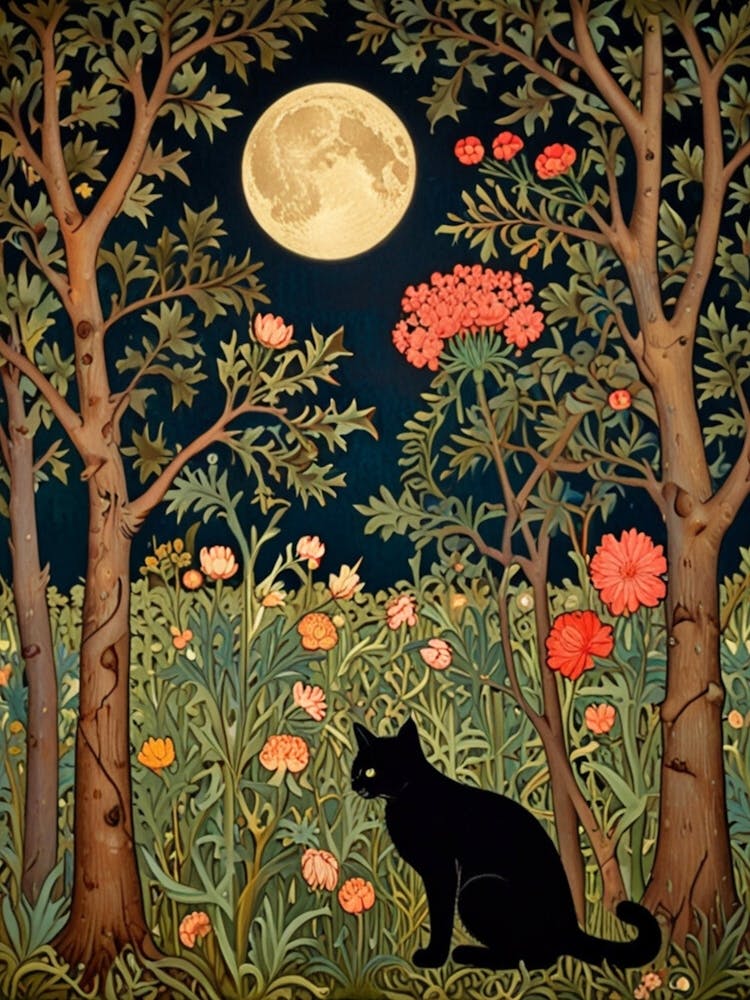 William Morris Cat In The Moonlight 46