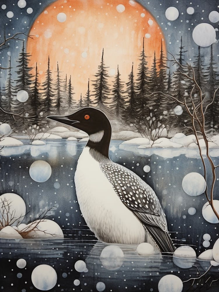 Winter Bird Painting Common Loon 3